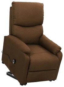 vidaXL Poltrona elevatória tecido castanho