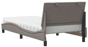 Cama com colchão 100x200 cm tecido cinzento-acastanhado