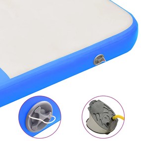 Colchão de ginástica insuflável c/ bomba 200x200x15 cm PVC azul