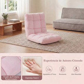 Cadeira de Chão Dobrável, 104 x 53 x 15 cm, Encosto Ajustável em 14 Posições, Rosa-claro