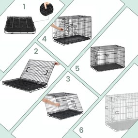 Gaiola dobrável para cães com 2 portas 122 x 74,5 x 80,5 cm preto