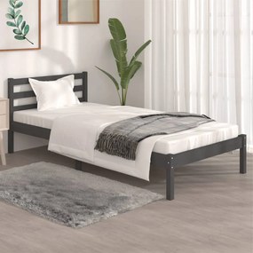 vidaXL Estrutura de cama solteiro 90x190 cm pinho maciço cinzento