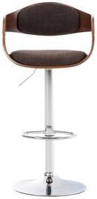 Banco de bar Kingston em tecido e com estrutura cromada 50 x 88-102 x 48 cm Castanho + Cor Nogueira