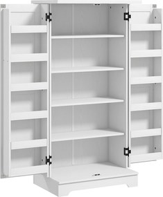 HOMCOM Armário de Cozinha 5 Níveis com Portas e Prateleiras Reguláveis 60x40x120 cm Creme | Aosom Portugal