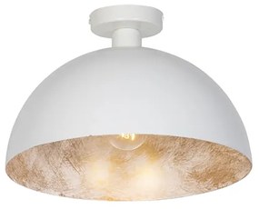 Luminária de teto industrial branca com ouro 35 cm - Magna Industrial