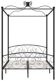 Estrutura de cama com dossel 140x200 cm metal preto