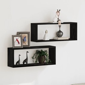 Prateleiras de Parede vidaXL 2 Peças Carvalho Preto 60x15x23 cm Feitas de Madeira Engenharia