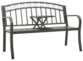 312041 vidaXL Banco de jardim com mesa 125 cm aço cinzento