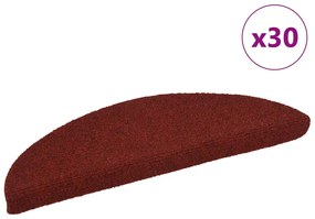 Tapetes de escada adesivos 30 pcs 56x17x3 cm vermelho