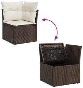 Conjunto de Jantar de Jardim de 8 Peças com Almofadas Cinza Rattan Pol
