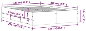 Estrutura de cama c/ gavetas 120x200cm derivados madeira branco