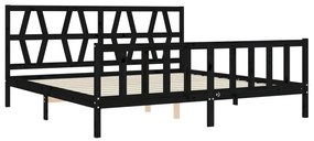 Estrutura de cama com cabeceira 200x200 cm madeira maciça preto