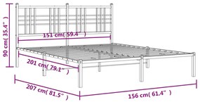 Estrutura de cama em metal com cabeceira 150x200 cm preto