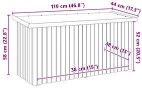 Caixa de Armazenamento 119x44x58.5 cm Madeira de Pinho Tratada