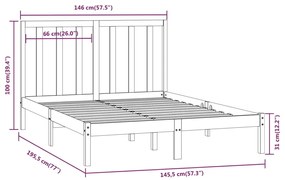 Cama sem colchão 140x190 cm madeira de pinho maciça branco