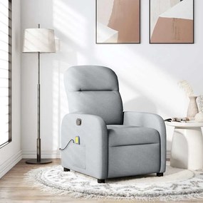 vidaXL Poltrona de massagens reclinável tecido cinzento-claro