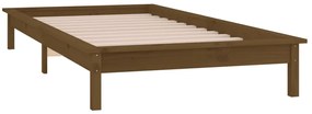 Estrutura de cama c/ luzes LED 90x200 cm madeira castanho mel