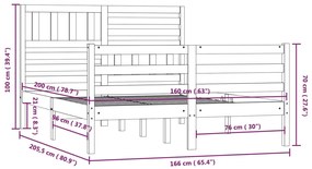 Estrutura de cama 160x200 cm madeira maciça branco