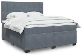 Cama com molas/colchão 200x200 cm veludo cinzento-escuro