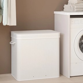 Cesto para roupa suja em bambu de 41,5 x 62,5 x 61 cm branco