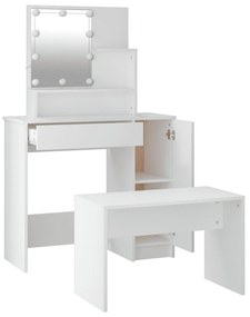 Conjunto toucador c/ LEDs madeira processada branco