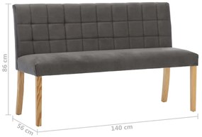 Banco 140 cm veludo cinzento