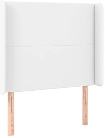 Cabeceira cama c/ LED couro artificial 103x16x118/128 cm branco