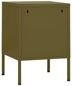 Mesa de cabeceira aço 35x35x51 cm verde-azeitona