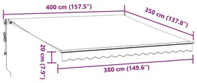 Toldo retrátil automático 400x350 cm bordô