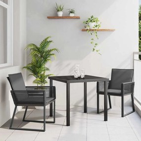 vidaXL Conjunto de Jantar para Jardim 3 pcs Preto Aço revestido a pó