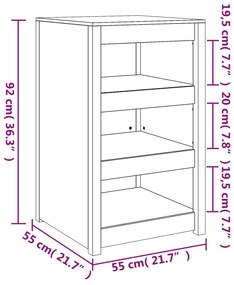 Armário de cozinha p/ exterior 55x55x92 cm pinho maciço branco