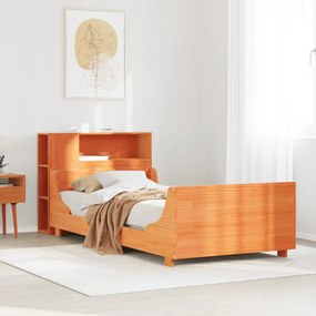 vidaXL Cama sem colchão 90x200 cm pinho maciço castanho-mel