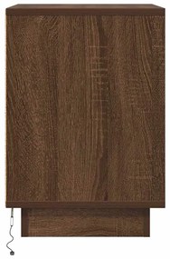 Mesas cabeceira c/ luzes LED 2 pcs 38x34x50cm carvalho castanho