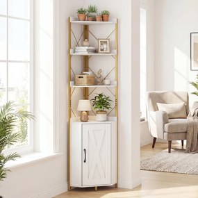 Estante de canto com 38 x 38 x 180 cm com grades de proteção Branco