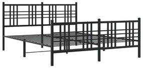 Estrutura de cama com cabeceira e pés 150x200 cm metal preto