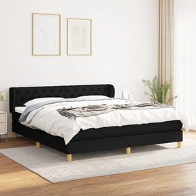 vidaXL Cama com molas/colchão 160x200 cm tecido preto