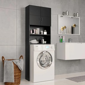 800028 vidaXL Armário máquina de lavar roupa 64x25,5x190 cm aglomerado preto