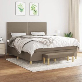 vidaXL Cama com molas/colchão 180x200 cm tecido castanho-acinzentado