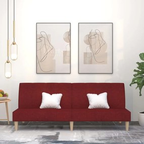 vidaXL Sofá-cama de 2 lugares tecido vermelho tinto