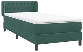 Cama com molas/colchão 90x220 cm veludo verde-escuro