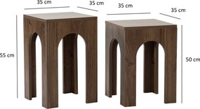 Conjunto de Mesas de Café Collesium – Nogueira – 35 cm x 50 cm e 35 cm