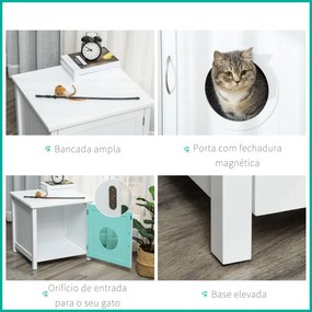 PawHut Casa para Gatos de Madeira Móvel para Caixa de Areia para Gatos