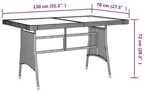 7 pcs conjunto de jantar para exterior vime PE cinzento