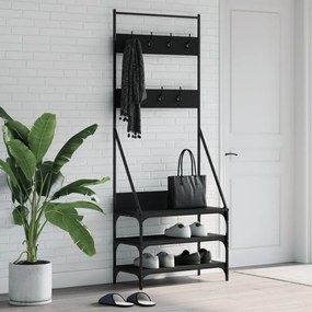 vidaXL Bengaleiro c/ arrumação de calçado 72x34x184 cm preto