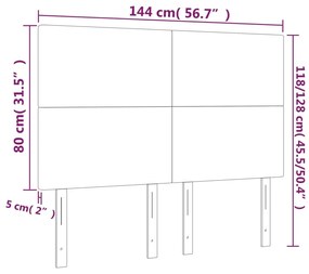 Cabeceira de cama c/ LED tecido 144x5x118/128 cm cinza-escuro