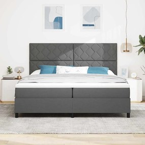 Cama Box Spring com Colchão Cinza Escuro 200x200 cm Tecido