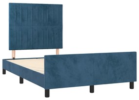 Estrutura de cama c/ cabeceira 120x200 cm veludo azul