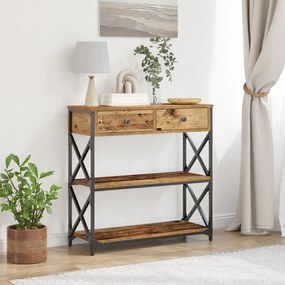 Mesa de Consola vidaXL Madeira Velha 75x28x75 cm Madeira Compensada e