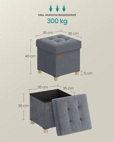 Banco com espaço de arrumação 38 x 38 x 40 cm cinzento