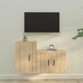 3188449 vidaXL 2pcs conjunto móveis de TV derivados de madeira carvalho sonoma